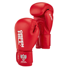 Боксерские перчатки SUPER одобренные Федерацией бокса России красные